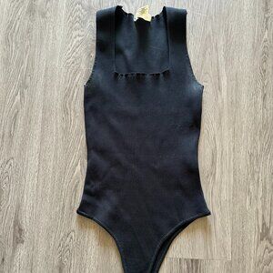 Ribbed Sleeveless Bodysuit - Black - Happily Grey - Medium